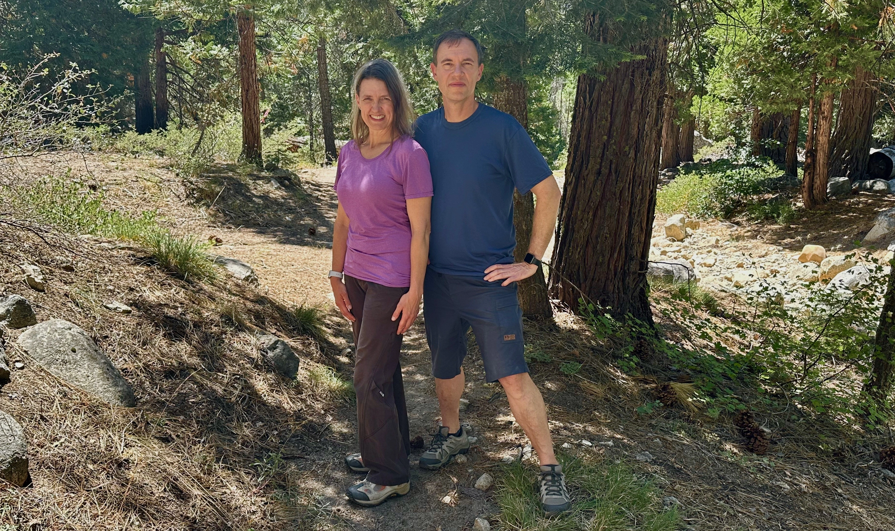 Family on hiking trail